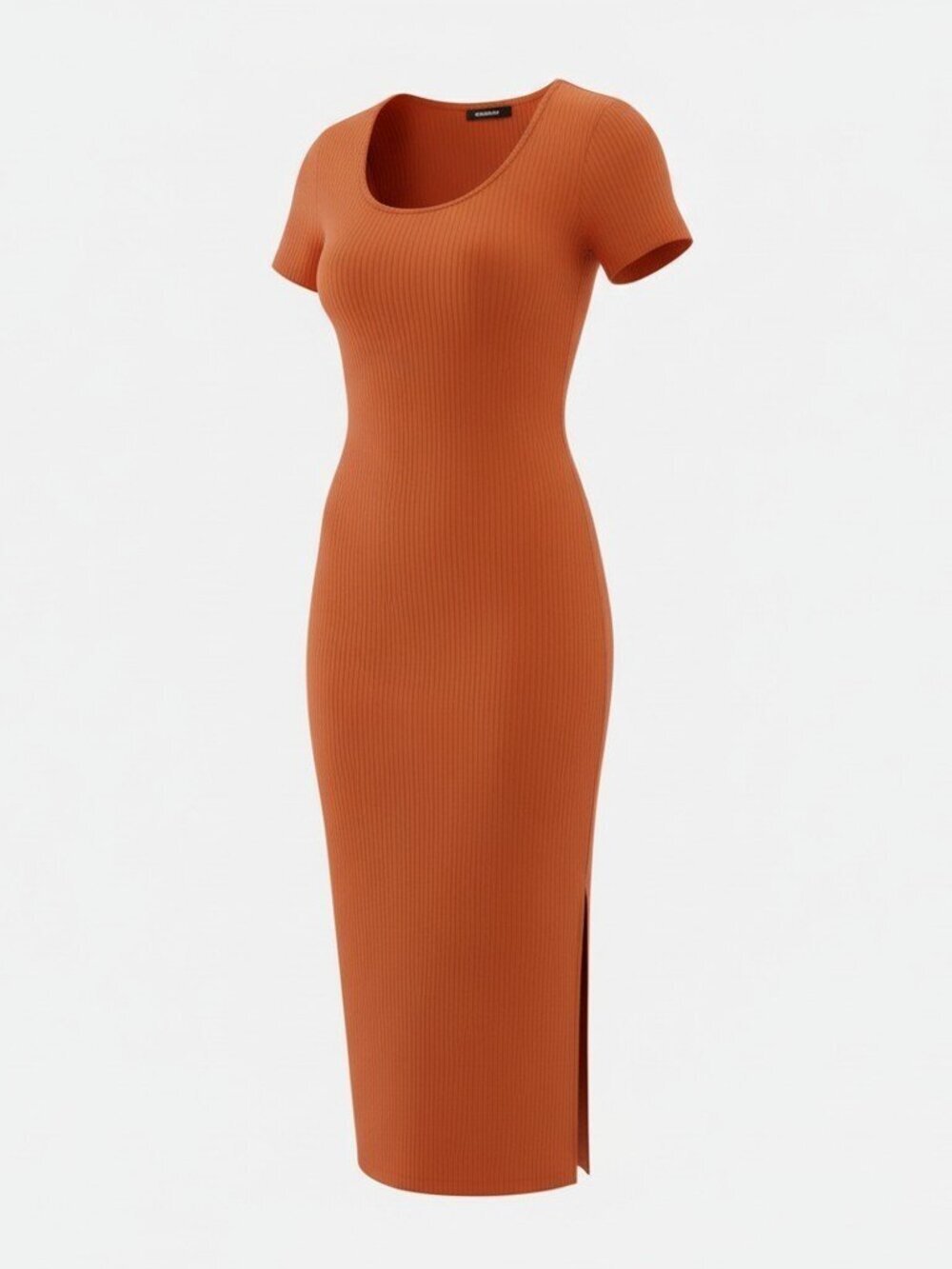SAINT ART Ribbed Short Sleeve Midi Dress Size X-Small Orange T-Shirt Dress - Picture 1 of 7
